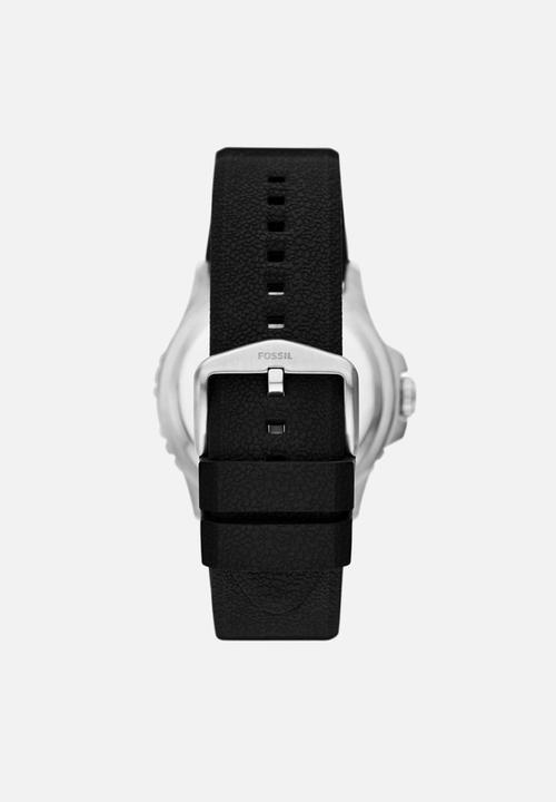 Fossil - Blue GMT Black Silicone Watch - FS6049