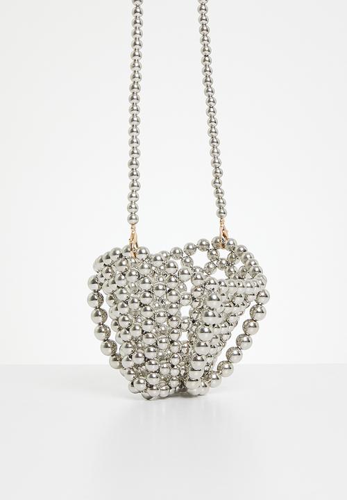 MILLA - Beaded crossbody bag-silver