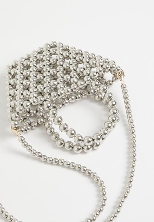 MILLA - Beaded crossbody bag-silver