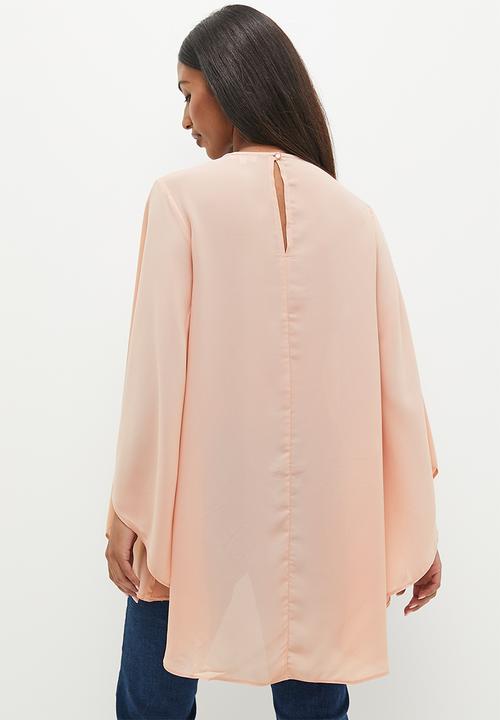 edit - Step hem cape blouse - dark natural 