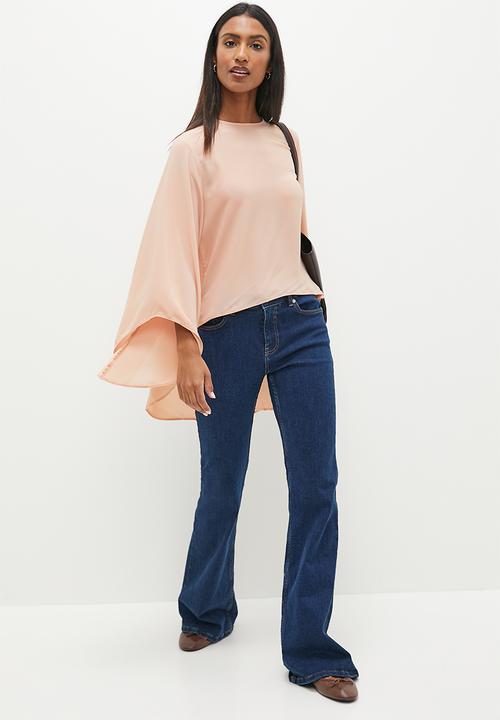 edit - Step hem cape blouse - dark natural 