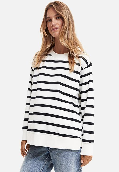 H&M - Mama before & after maternity/nursing sweatshirt - White Striped