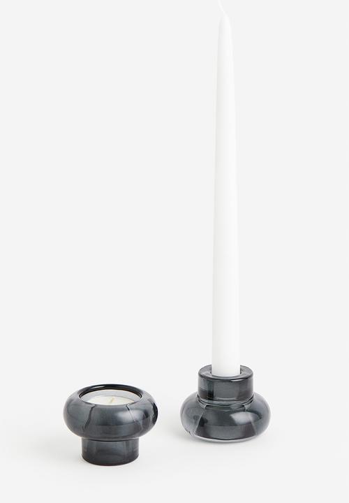 H&M - Glass candle holder - grey