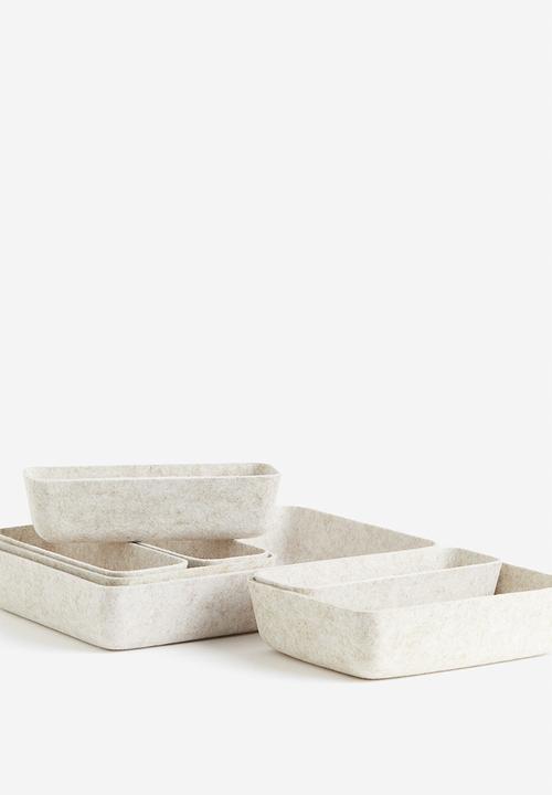 H&M - 7-piece felted storage basket set - white