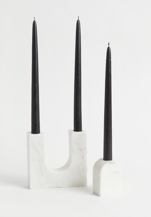 H&M - Marble candlestick - white