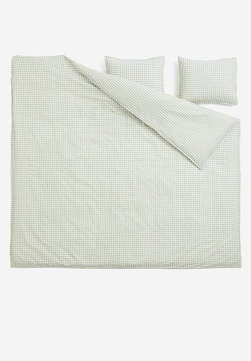 H&M - Patterned double/king size duvet cover set - green