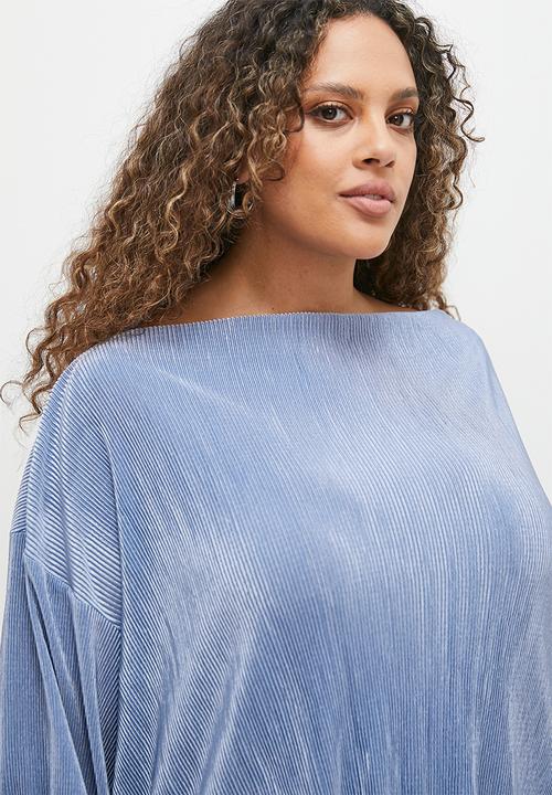 MILLA - Plisse long sleeve shell - silver grey 