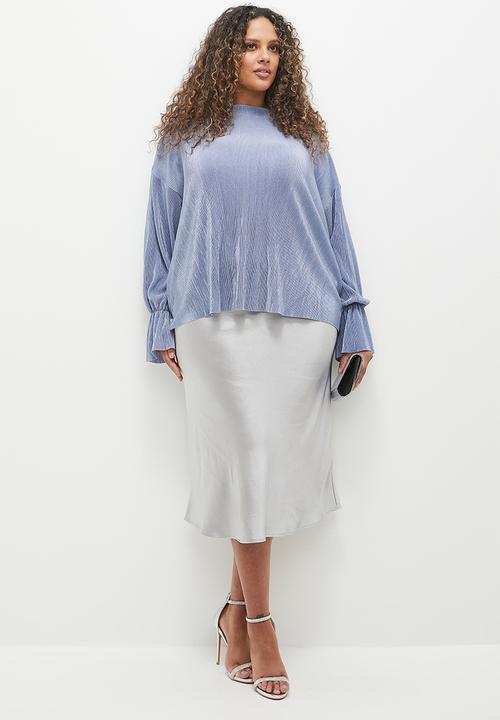 MILLA - Plisse long sleeve shell - silver grey 
