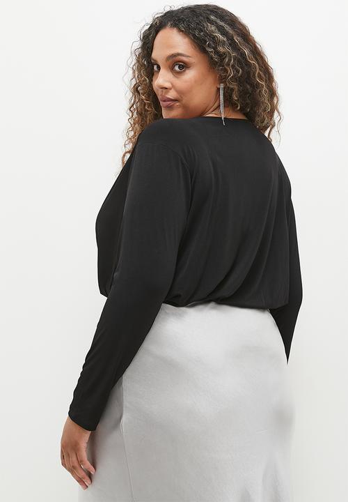 MILLA - V bloson bodysuit plus - black