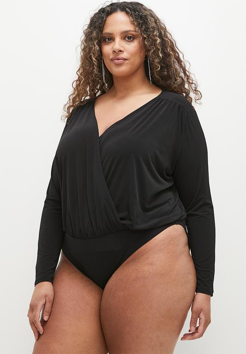 MILLA - V bloson bodysuit plus - black