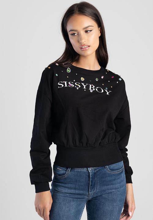 SISSY BOY - Logo Sweat Top With Colorful Bling - Black