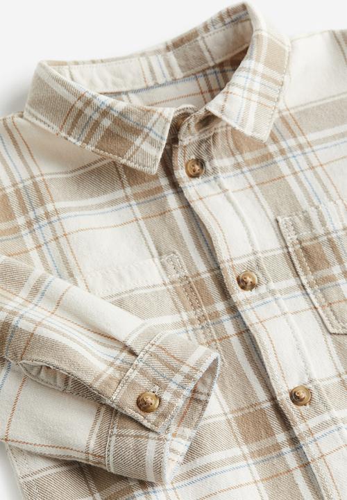 H&M - Cotton flannel shirt - Beige Check