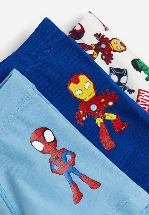 H&M - 3-Pack print-motif cotton boxer shorts - Light blue Marvel Comics