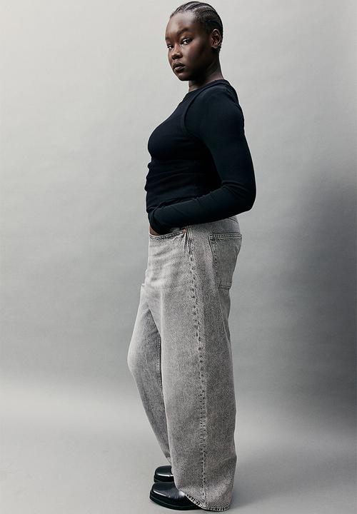 H&M - Curvy fit baggy high jeans - grey
