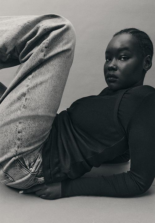 H&M - Curvy fit baggy high jeans - grey