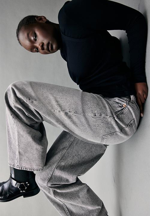 H&M - Curvy fit baggy high jeans - grey