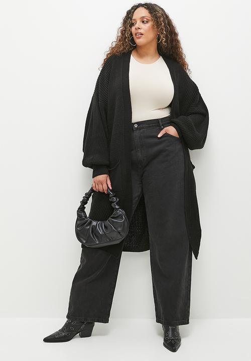 Glamorous - Plus Longer Length Cardigan - Black