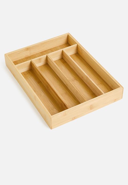 Storage Solutions - Bamboo cutlery organiser - natural