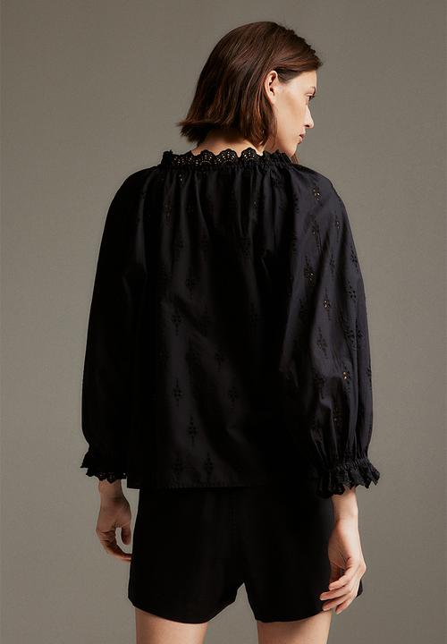 H&M - Broderie anglaise blouse - black