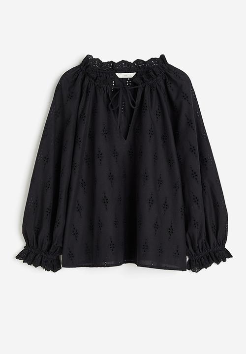 H&M - Broderie anglaise blouse - black
