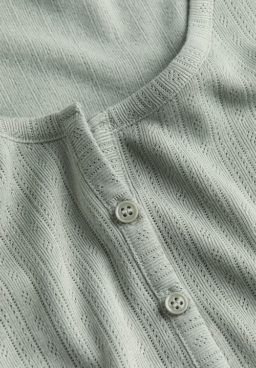 H&M - Button-front pointelle jersey top - green