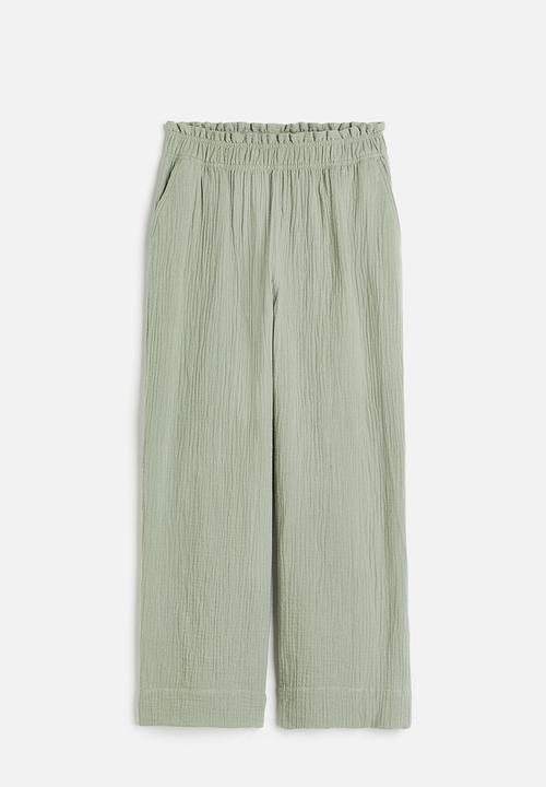 H&M - Paper bag trousers - Light khaki green