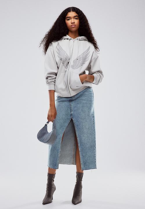 H&M - Oversized printed zip-through hoodie - Light grey Angel Wings