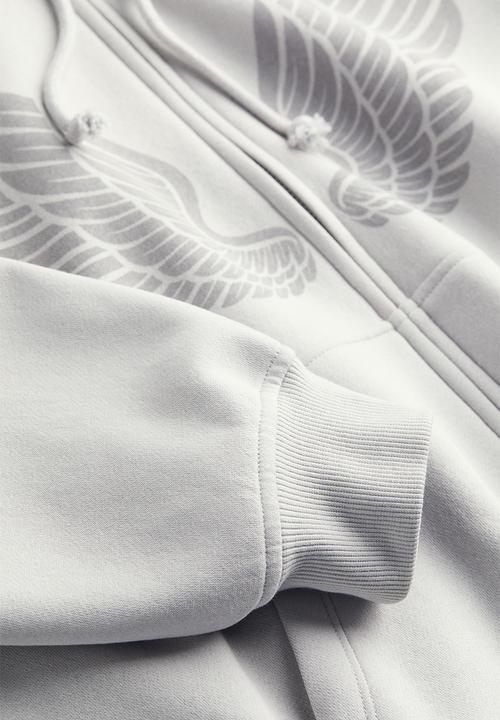 H&M - Oversized printed zip-through hoodie - Light grey Angel Wings