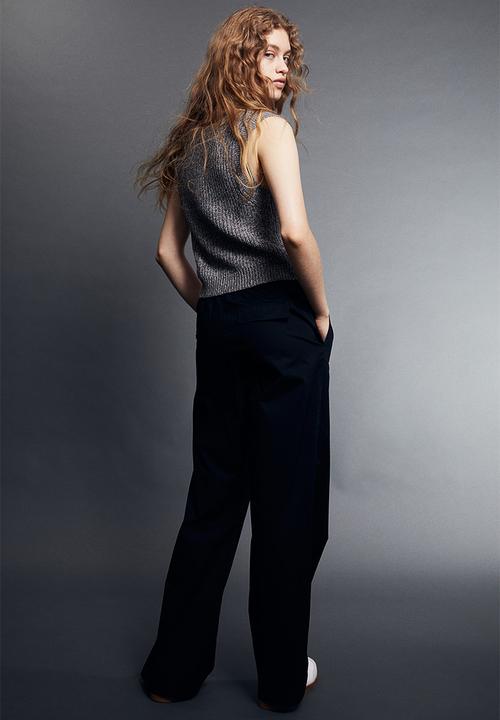 H&M - Poplin pull-on trousers - black