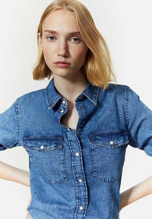 H&M - Slim-fit denim shirt - denim blue