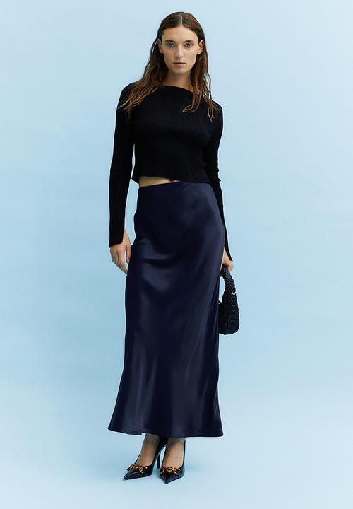 H&M - Rib-knit cropped top - black