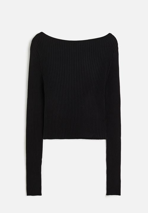 H&M - Rib-knit cropped top - black
