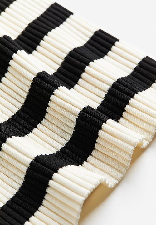 H&M - Rib-knit skirt - cream/striped