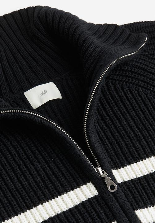 H&M - Rib-knit half-zip jumper - black