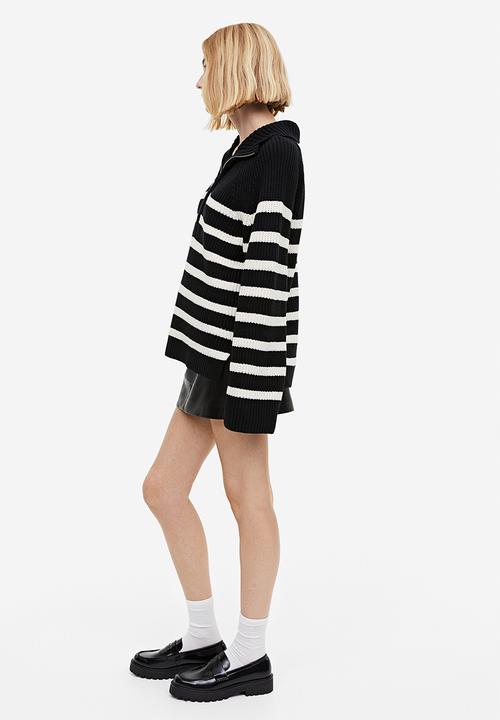 H&M - Rib-knit half-zip jumper - black