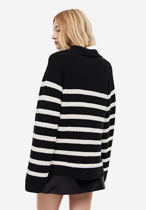 H&M - Rib-knit half-zip jumper - black