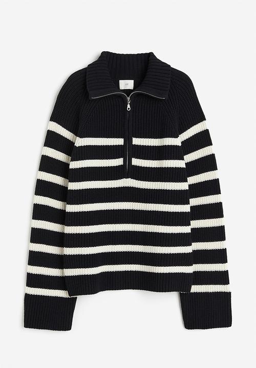 H&M - Rib-knit half-zip jumper - black