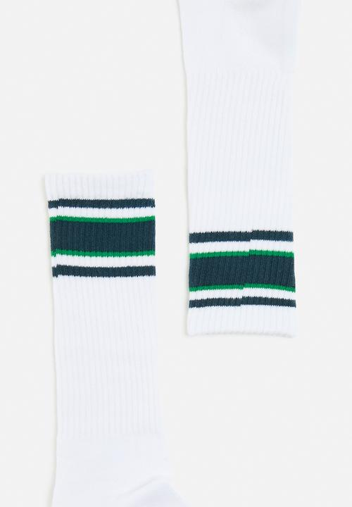 Cotton On - Active Tube Sock - White/ Midnight Sky/ Greenbriar
