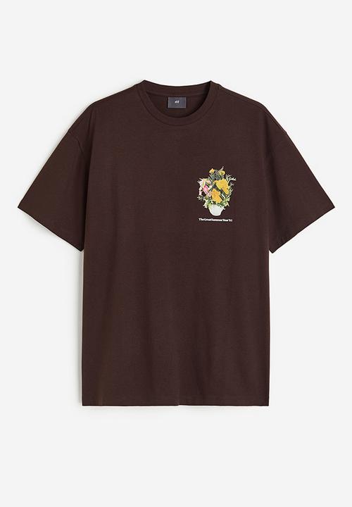 H&M - Relaxed fit printed t-shirt - brown