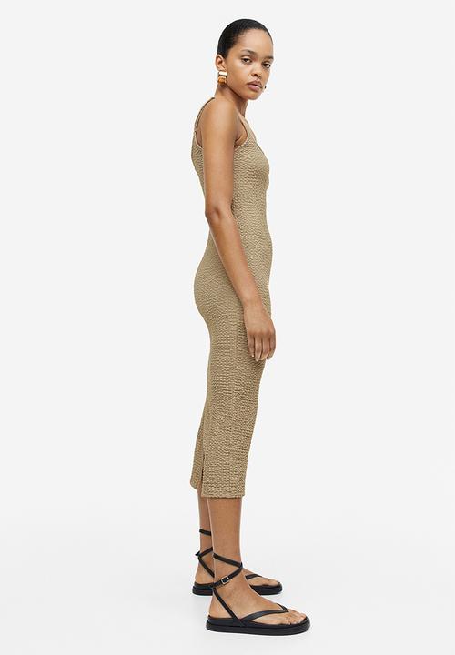H&M - Crinkled jersey dress - light khaki green