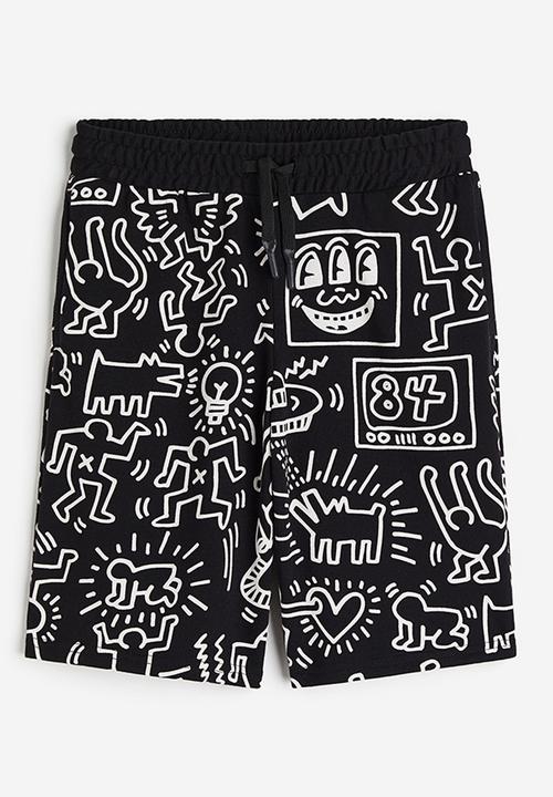 H&M - Printed sweatshorts - black