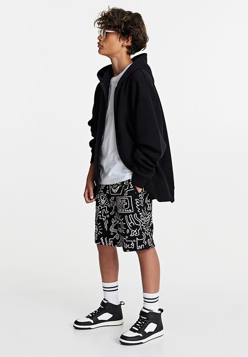 H&M - Printed sweatshorts - black