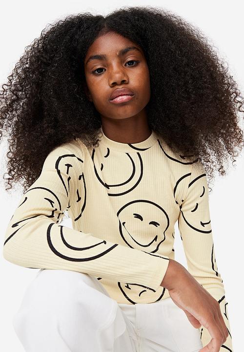 H&M - Printed jersey top - yellow
