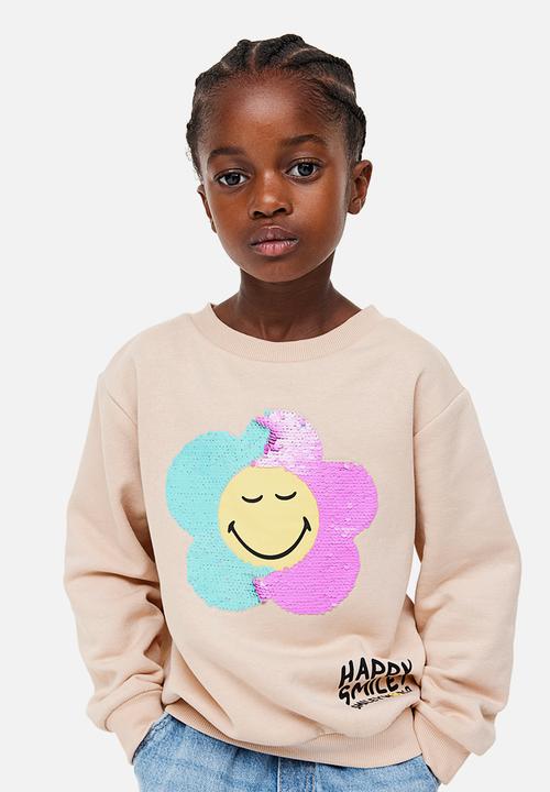 H&M - Printed sweatshirt - light beige smileyworld®