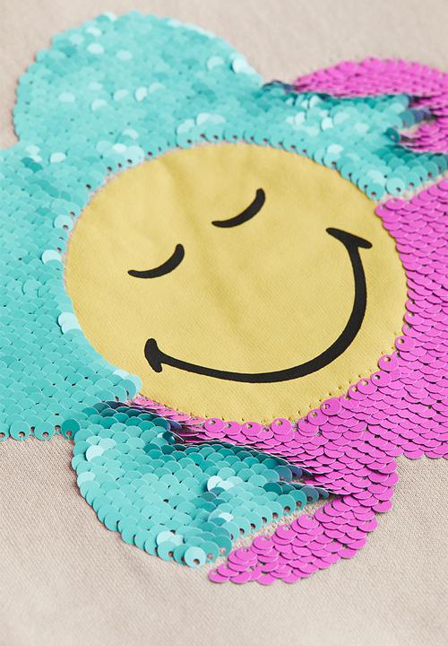 H&M - Printed sweatshirt - light beige smileyworld®