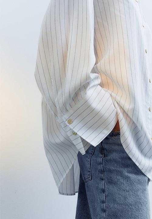 H&M - Oversized shirt - white, multi