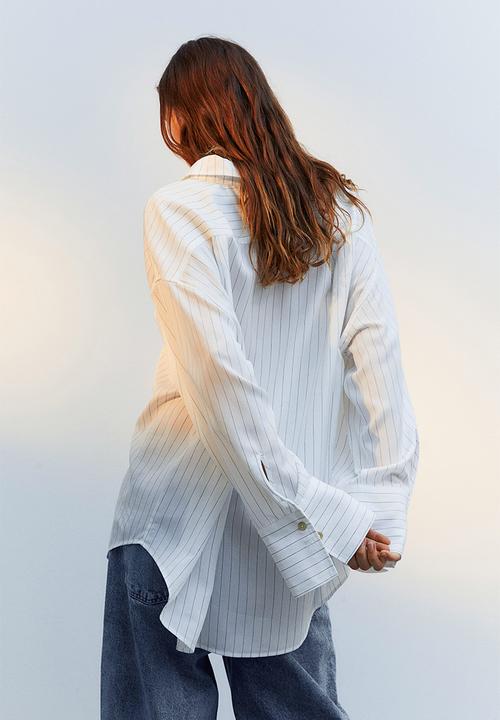 H&M - Oversized shirt - white, multi