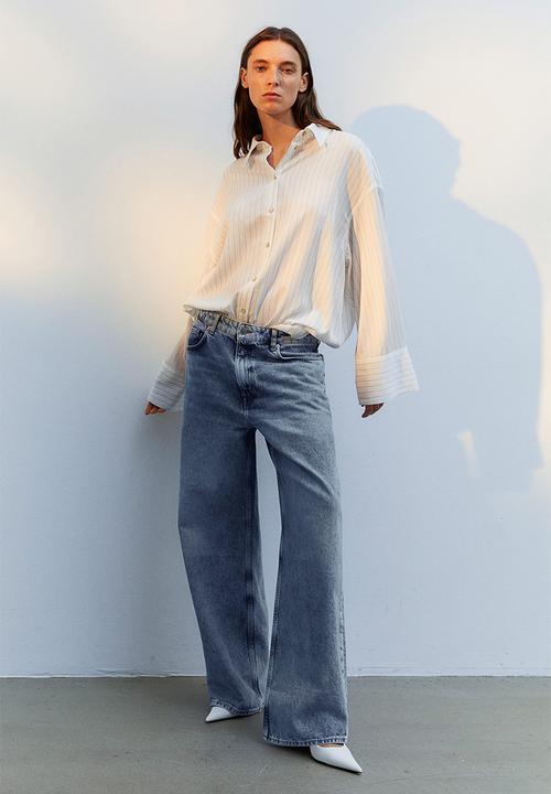 H&M - Oversized shirt - white, multi