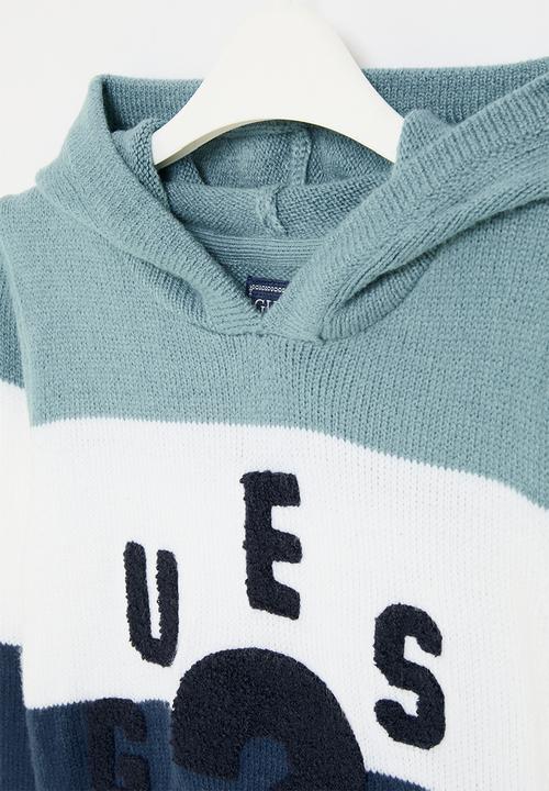 GUESS - Colorblock hooded sweater - blue white combo