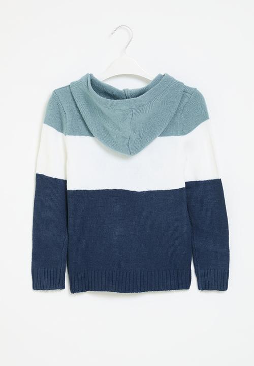 GUESS - Colorblock hooded sweater - blue white combo